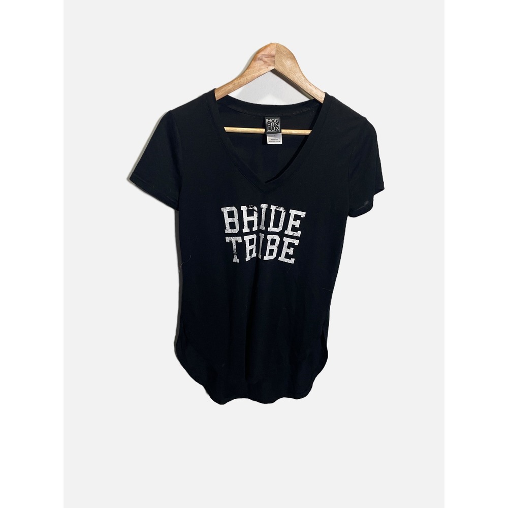 Modern Lux T-Shirt Womens Small Black Bride Tribe Graphic V-Neck Bachelorette
